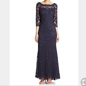 Tadashi Shoji Navy Lace Boatneck Dress, SZ14